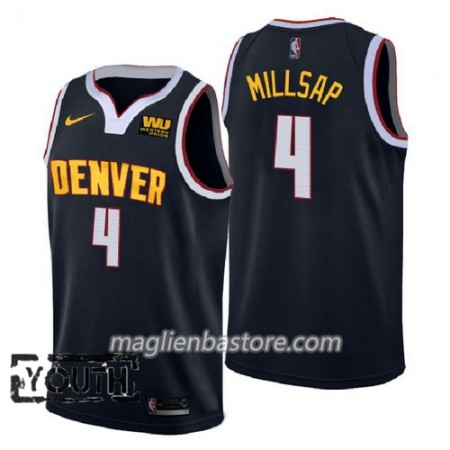 Maglia NBA Denver Nuggets Paul Millsap 4 2018-2019 Nike Navy Swingman - Bambino